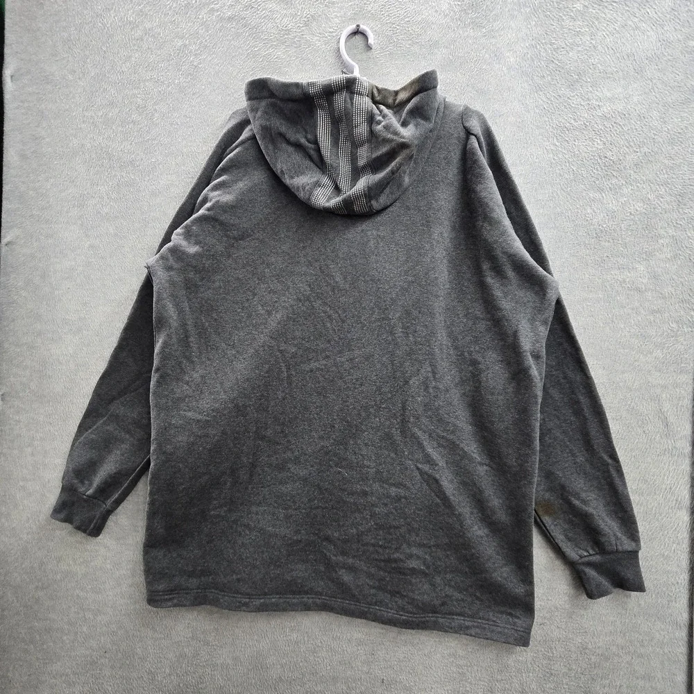 Adidas Men Jacket L Gray Fleece Activewear Zipper Logo Long Sleeve READ
